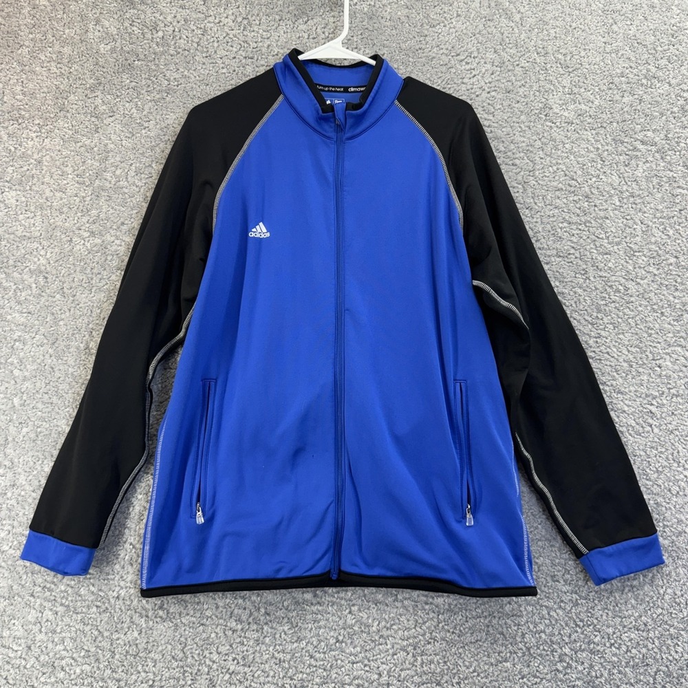 Adidas ClimaWarm+ Jacket Mens M Blue Black Full Zip Golf Track Fleece Thermal